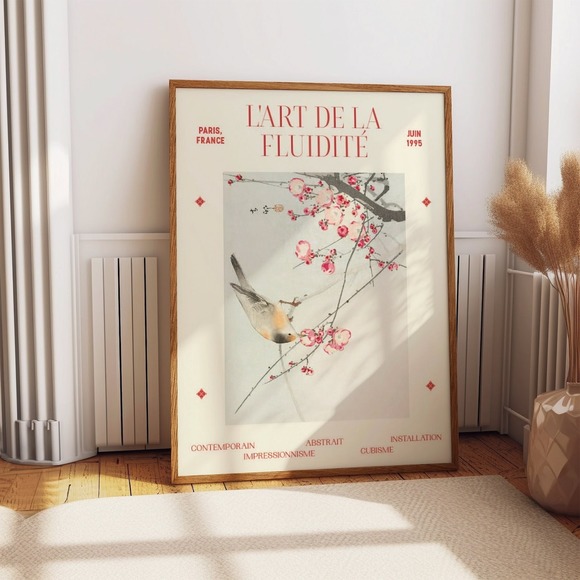 Elegant Bird And Flowers Poster Aesthetic Wall Decor - Picture 1 of 4
